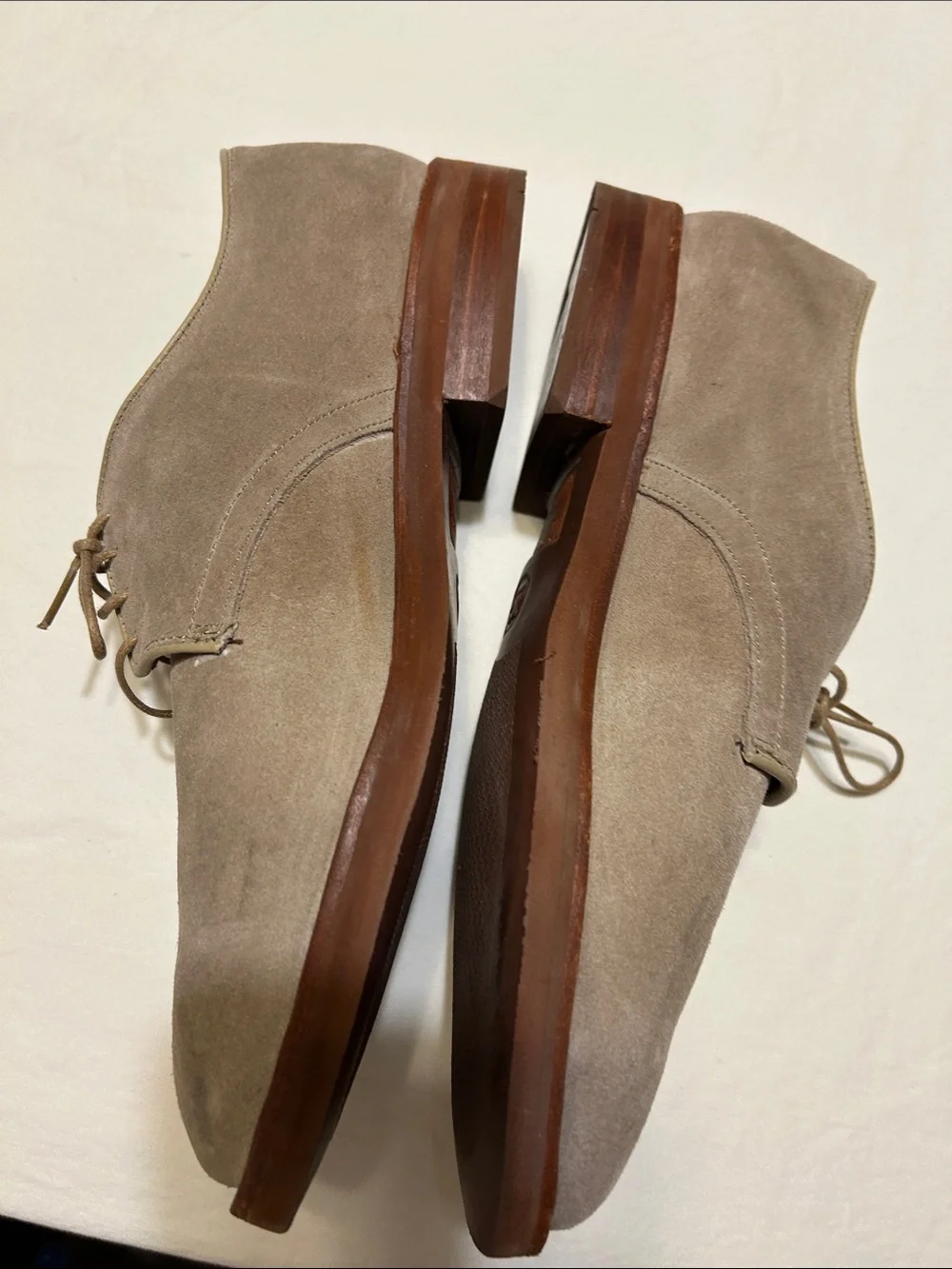 Allen Edmonds Taupe Suede Derby Shoes